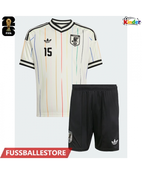 Günstige Japan Daichi Kamada #15 Auswärts Trikotsatzt Kinder WM 2026 Kurzarm (+ Kurze Hosen)